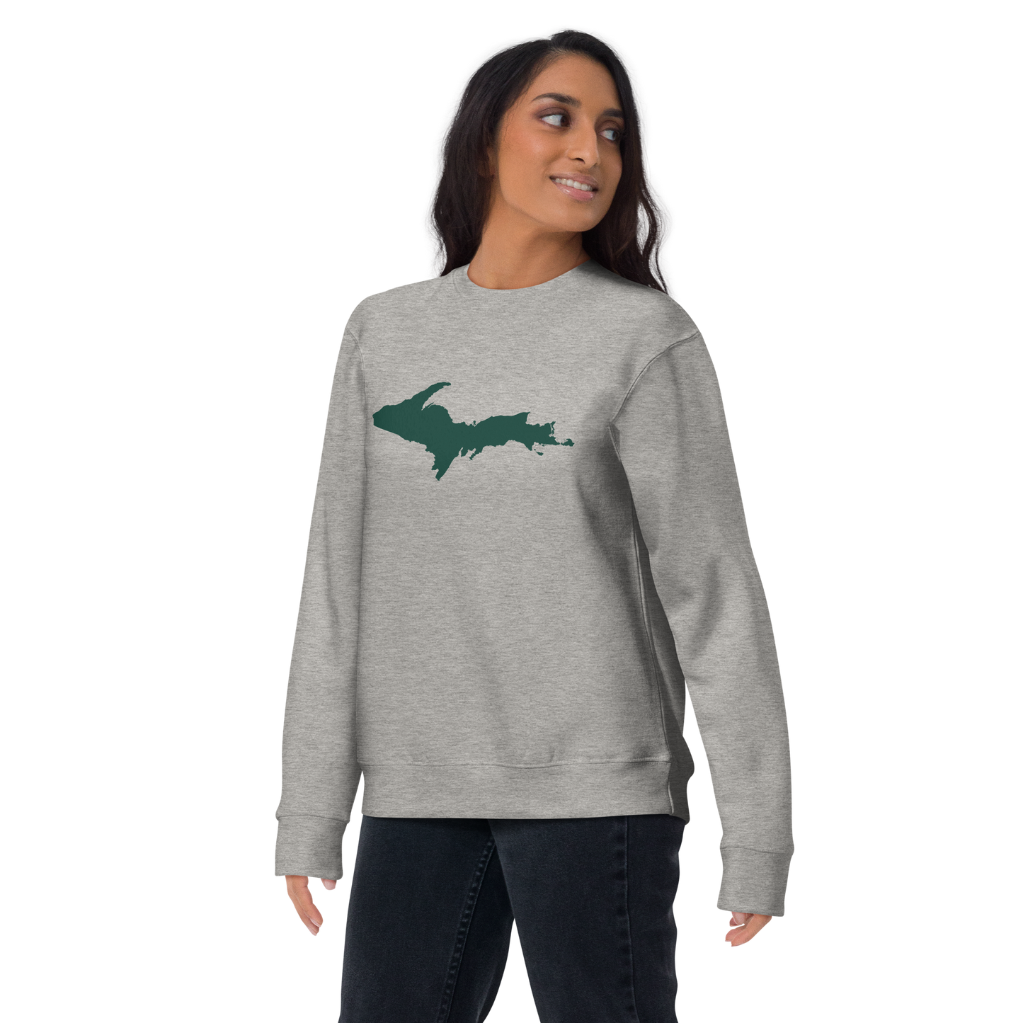 Michigan Upper Peninsula Sweatshirt (w/ Green UP Outline) | Unisex Premium