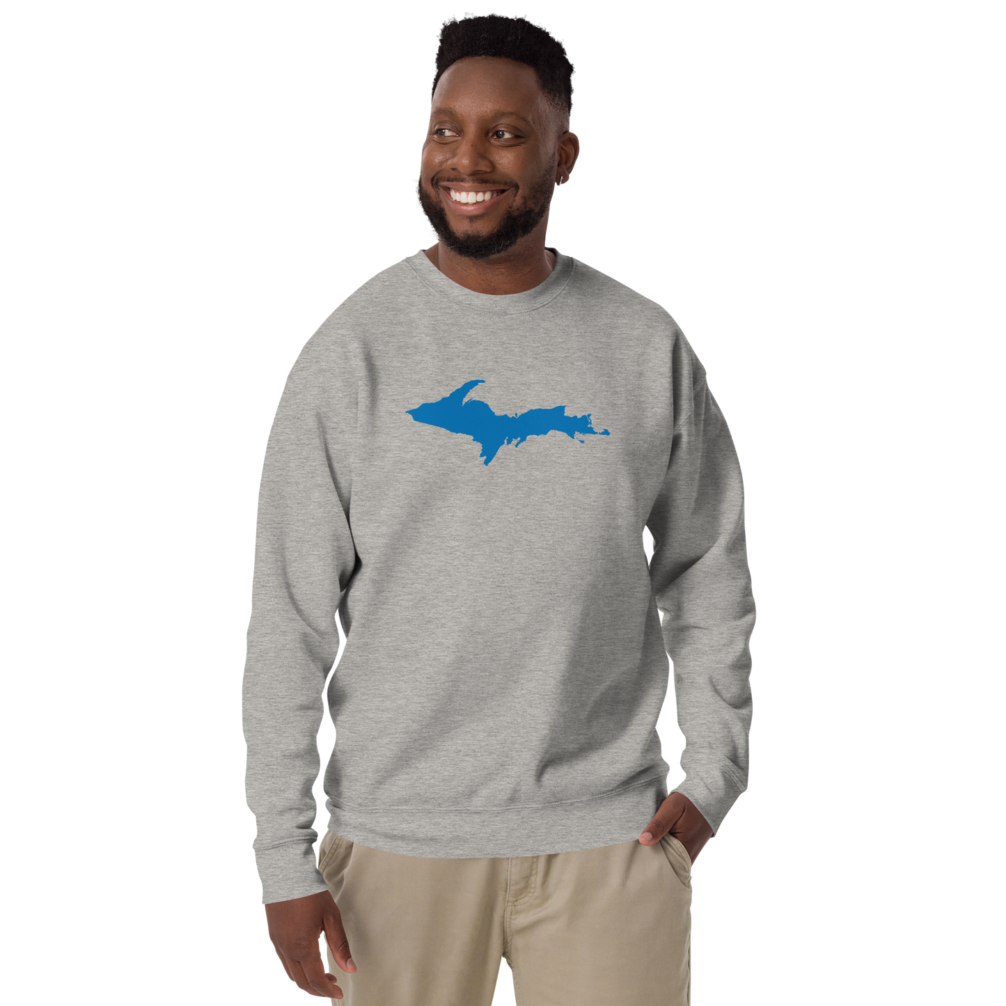 Michigan Upper Peninsula Sweatshirt (w/ Azure UP Outline) | Unisex Premium