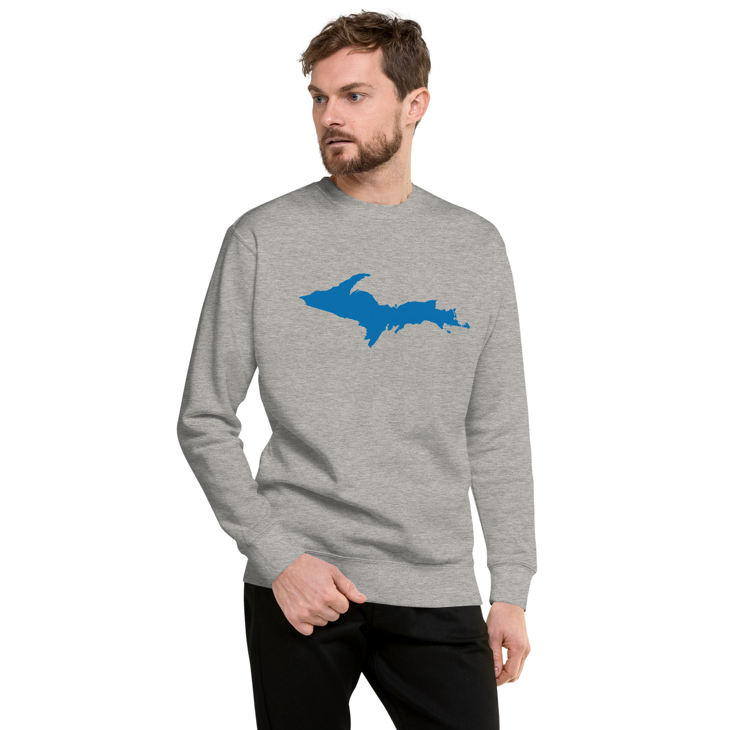 Michigan Upper Peninsula Sweatshirt (w/ Azure UP Outline) | Unisex Premium