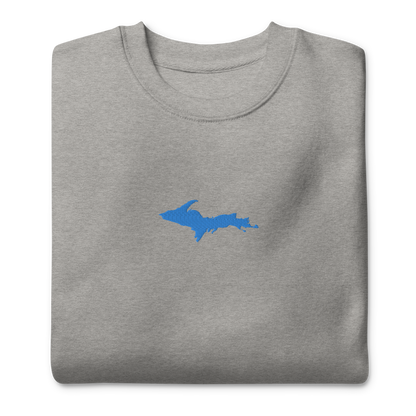 Michigan Upper Peninsula Sweatshirt (w/ Embroidered Azure UP Outline) | Unisex Premium