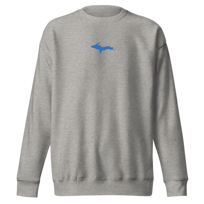 Michigan Upper Peninsula Sweatshirt (w/ Embroidered Azure UP Outline) | Unisex Premium