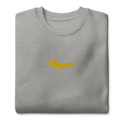 Michigan Upper Peninsula Sweatshirt (w/ Embroidered Gold UP Outline) | Unisex Premium