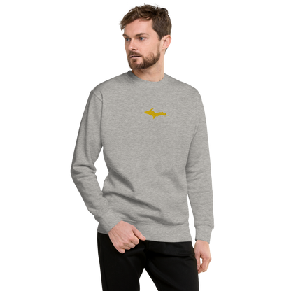 Michigan Upper Peninsula Sweatshirt (w/ Embroidered Gold UP Outline) | Unisex Premium