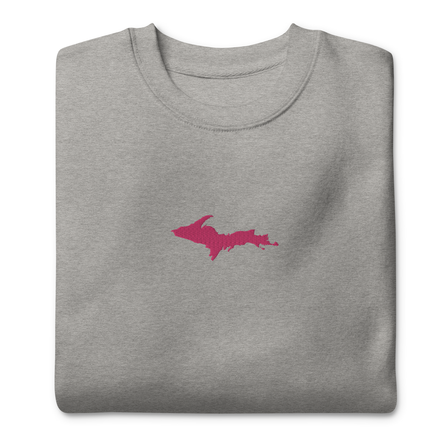 Michigan Upper Peninsula Sweatshirt (w/ Embroidered Pink UP Outline) | Unisex Premium