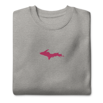 Michigan Upper Peninsula Sweatshirt (w/ Embroidered Pink UP Outline) | Unisex Premium