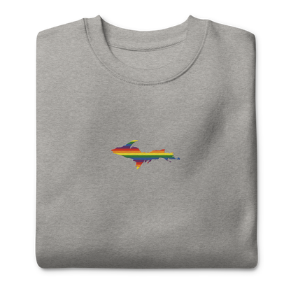 Michigan Upper Peninsula Sweatshirt (w/ Embroidered UP Pride Flag Outline) | Unisex Premium