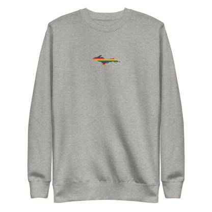 Michigan Upper Peninsula Sweatshirt (w/ Embroidered UP Pride Flag Outline) | Unisex Premium