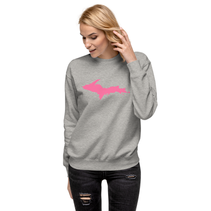 Michigan Upper Peninsula Sweatshirt (w/ Pink UP Outline) | Unisex Premium