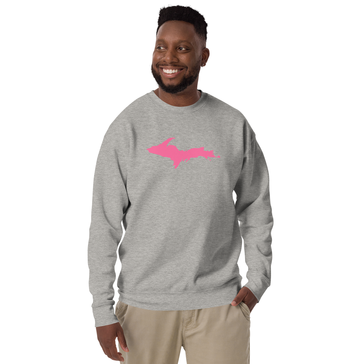 Michigan Upper Peninsula Sweatshirt (w/ Pink UP Outline) | Unisex Premium