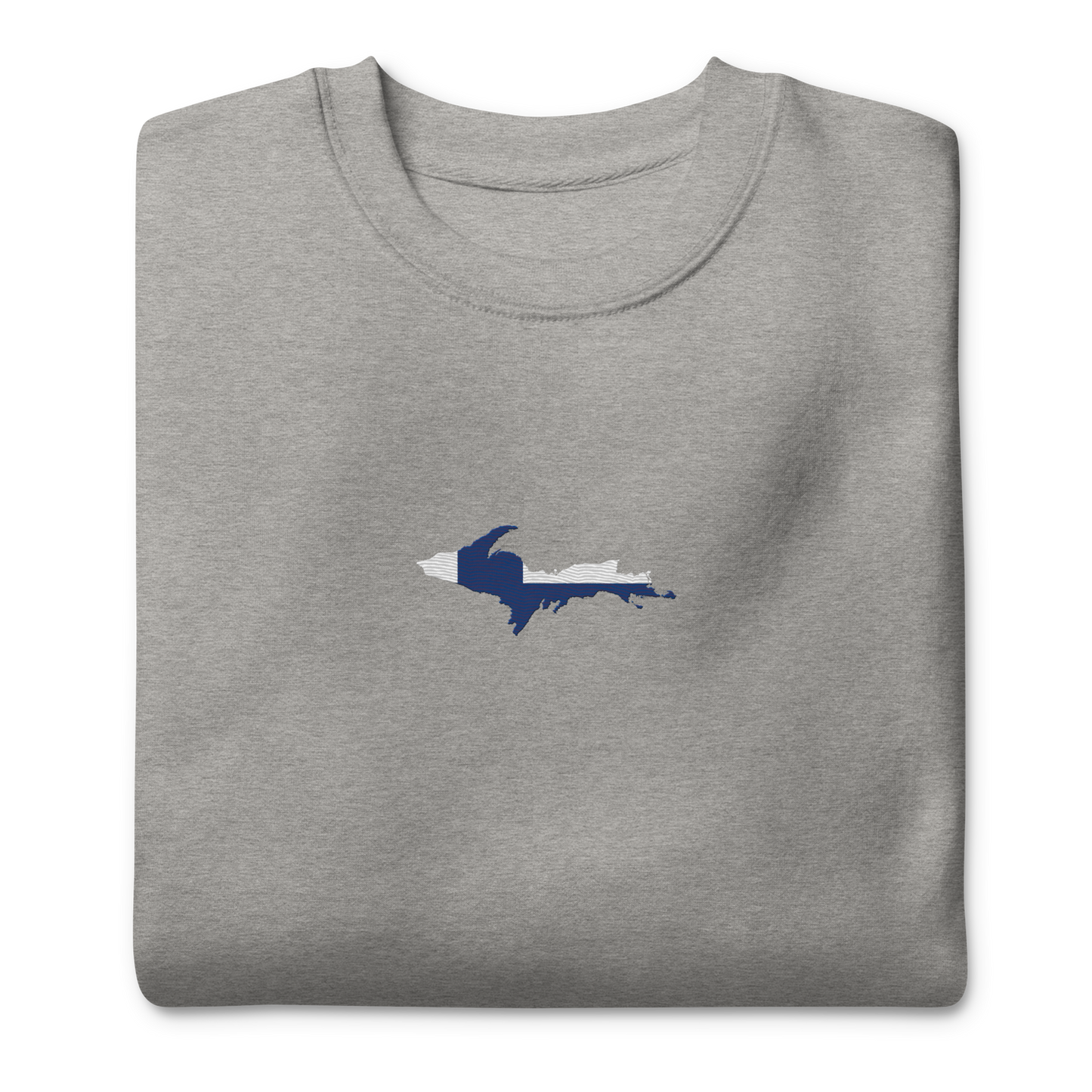 Michigan Upper Peninsula Sweatshirt (Embroidered w/ UP Finland Flag Outline) | Unisex Premium