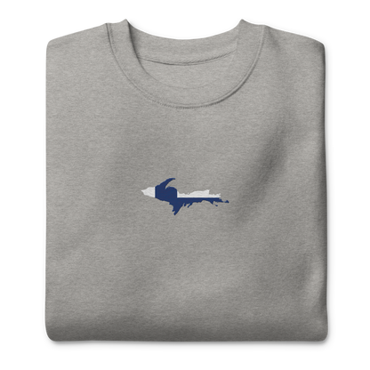 Michigan Upper Peninsula Sweatshirt (Embroidered w/ UP Finland Flag Outline) | Unisex Premium