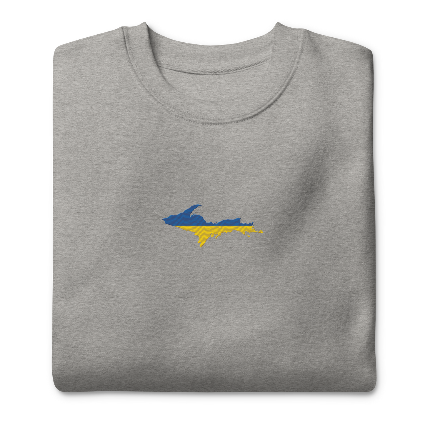 Michigan Upper Peninsula Sweatshirt (Embroidered w/ UP Ukraine Flag Outline) | Unisex Premium