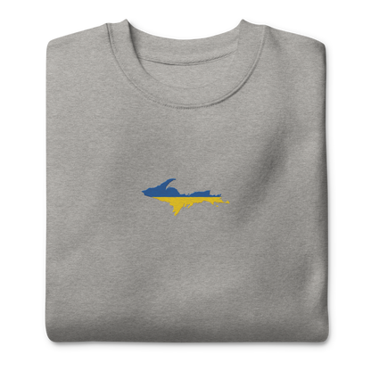 Michigan Upper Peninsula Sweatshirt (Embroidered w/ UP Ukraine Flag Outline) | Unisex Premium