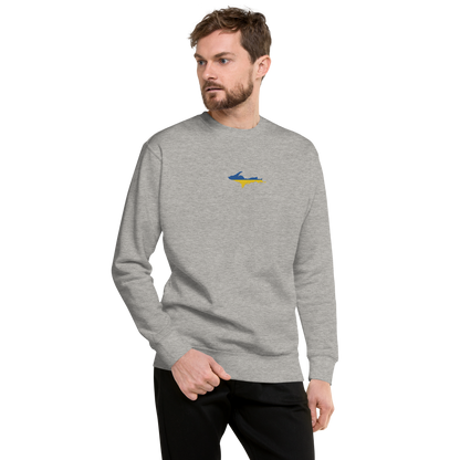 Michigan Upper Peninsula Sweatshirt (Embroidered w/ UP Ukraine Flag Outline) | Unisex Premium