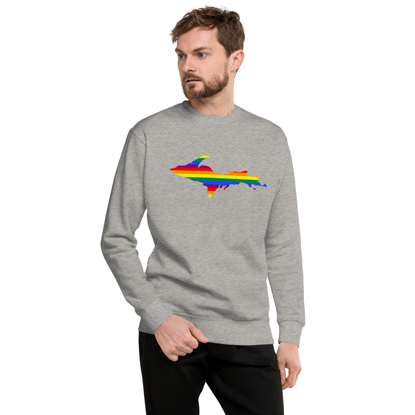 Michigan Upper Peninsula Sweatshirt (w/ UP Pride Flag Outline) | Unisex Premium