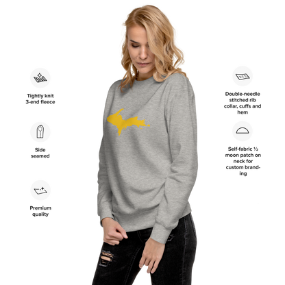 Michigan Upper Peninsula Sweatshirt (w/ Gold UP Outline) | Unisex Premium