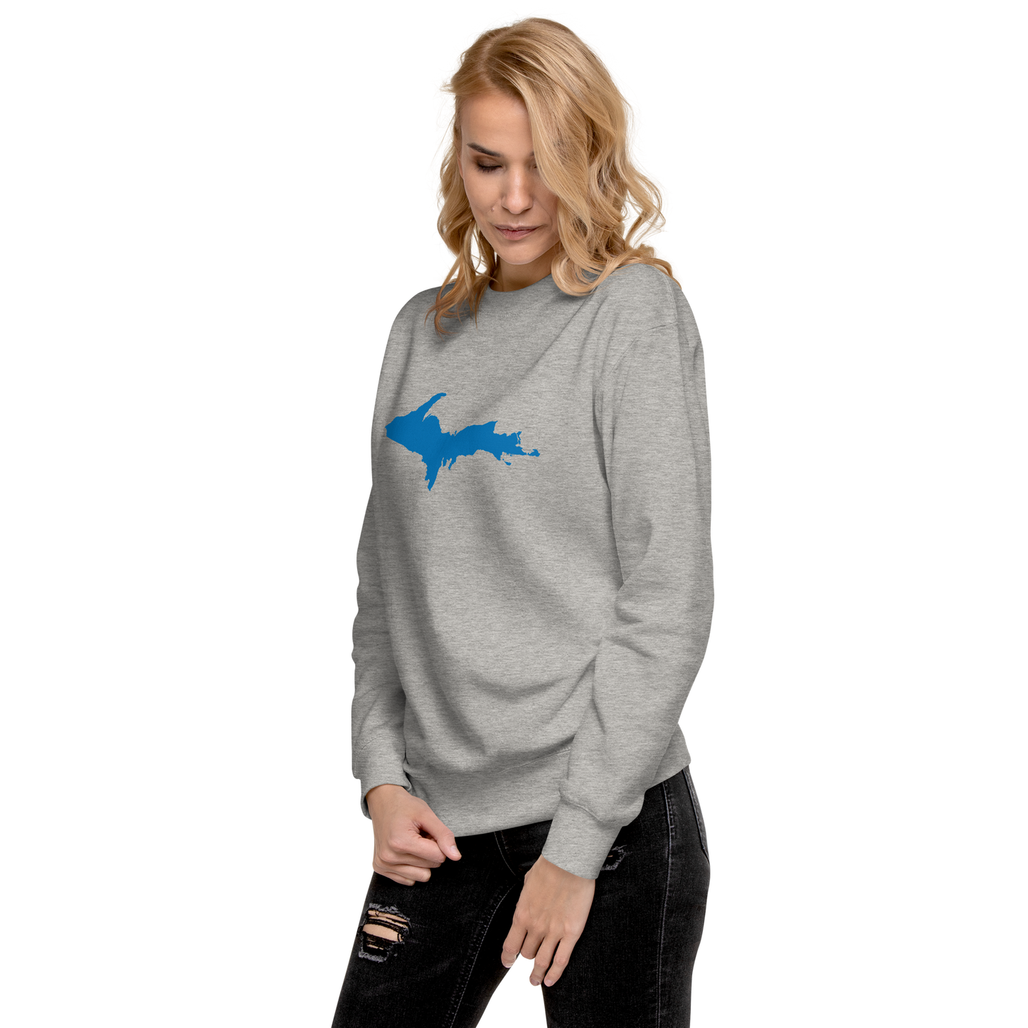 Michigan Upper Peninsula Sweatshirt (w/ Azure UP Outline) | Unisex Premium