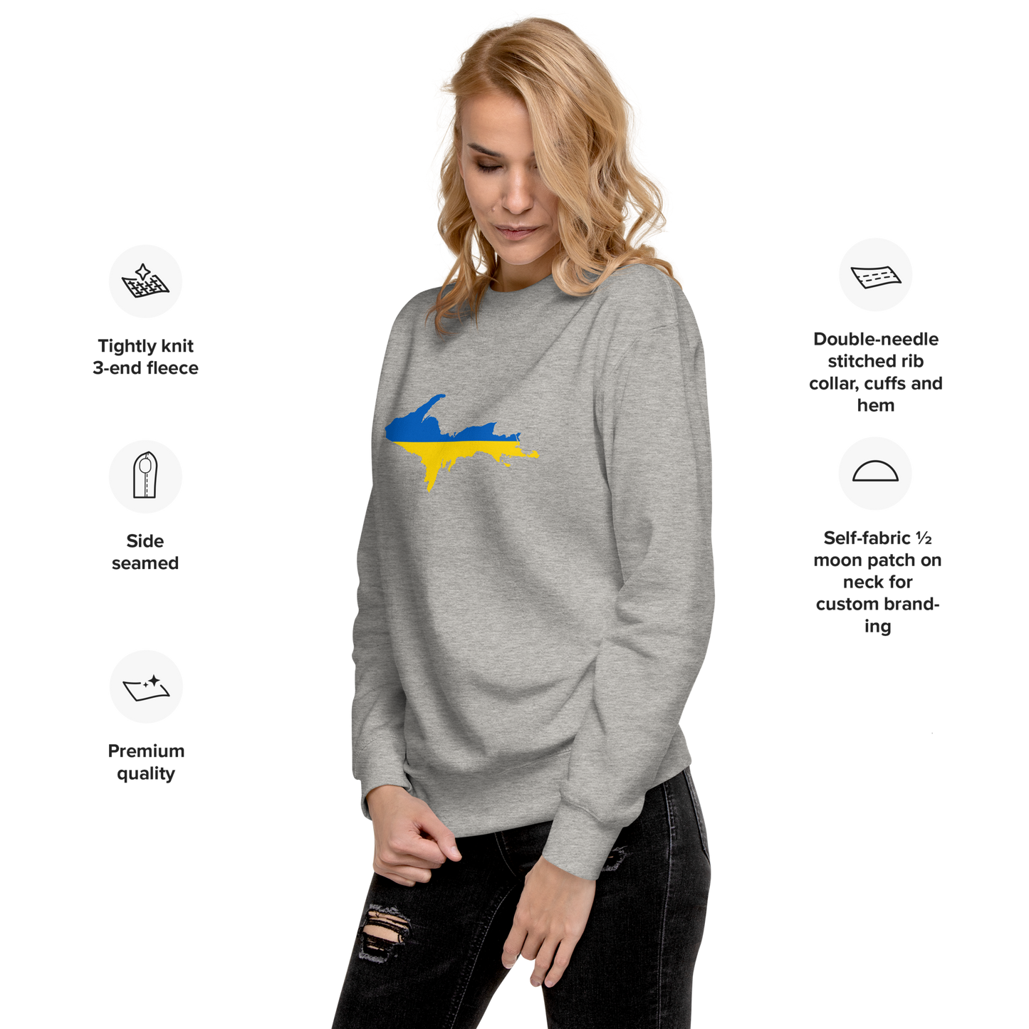 Michigan Upper Peninsula Sweatshirt (w/ UP Ukraine Outline) | Unsiex Premium