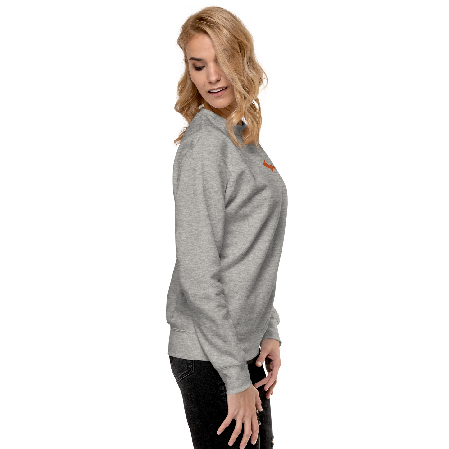 Michigan Upper Peninsula Sweatshirt (w/ Embroidered Orange UP Outline) | Unisex Premium