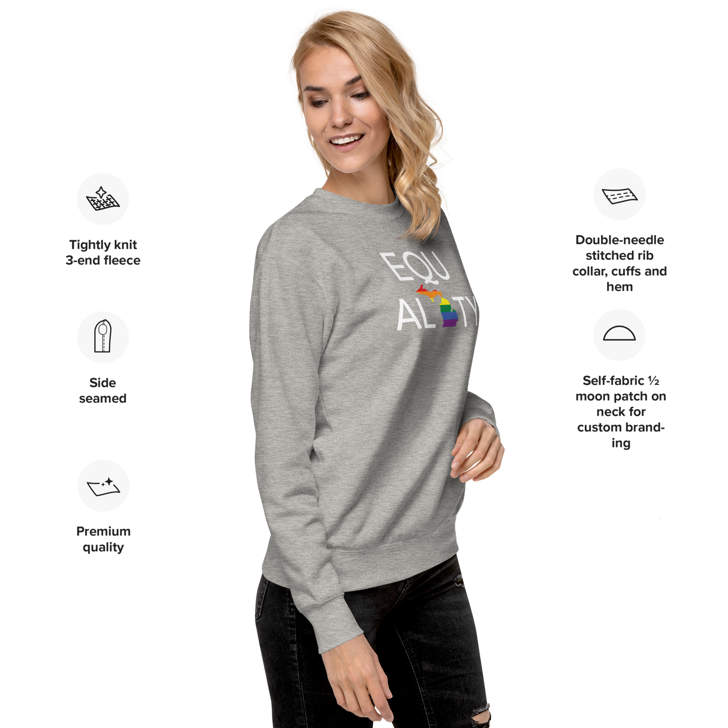 Michigan 'Equality' Premium Sweatshirt (LGBTQ Pride Colors)