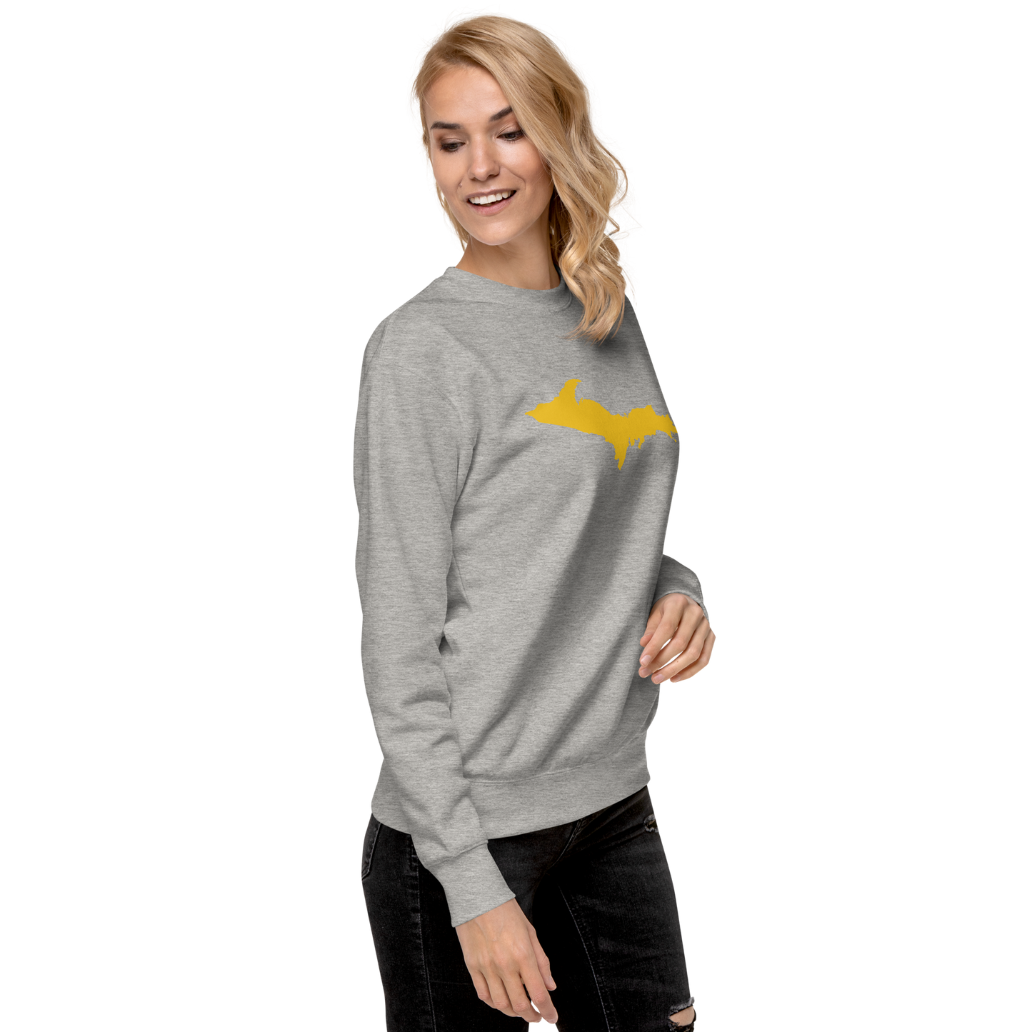 Michigan Upper Peninsula Sweatshirt (w/ Gold UP Outline) | Unisex Premium