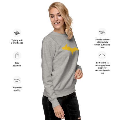 Michigan Upper Peninsula Sweatshirt (w/ Gold UP Outline) | Unisex Premium