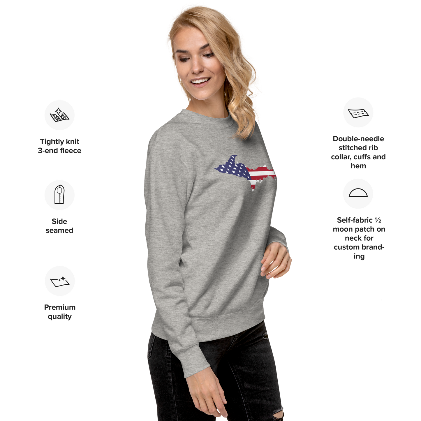 Michigan Upper Peninsula Sweatshirt (w/ UP USA Flag Outline) | Unisex Premium