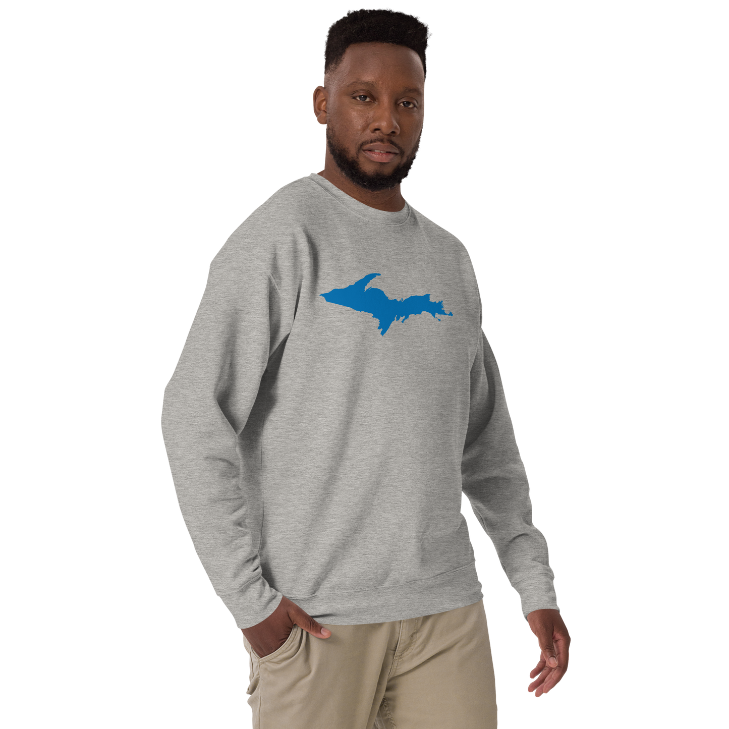 Michigan Upper Peninsula Sweatshirt (w/ Azure UP Outline) | Unisex Premium