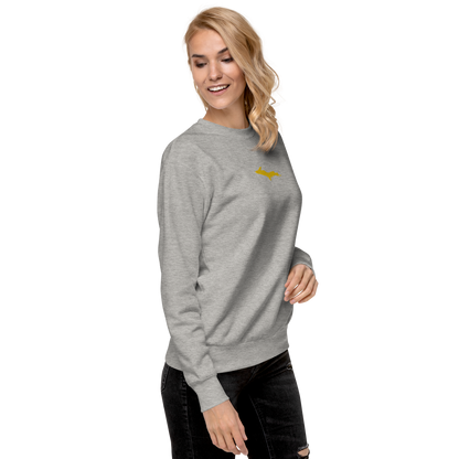 Michigan Upper Peninsula Sweatshirt (w/ Embroidered Gold UP Outline) | Unisex Premium