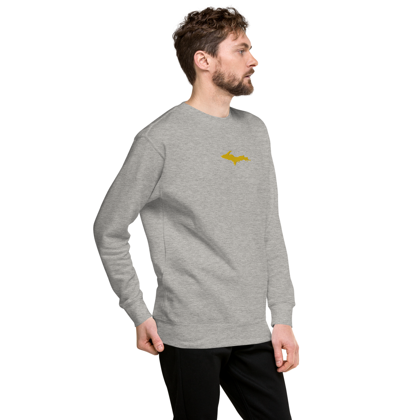 Michigan Upper Peninsula Sweatshirt (w/ Embroidered Gold UP Outline) | Unisex Premium