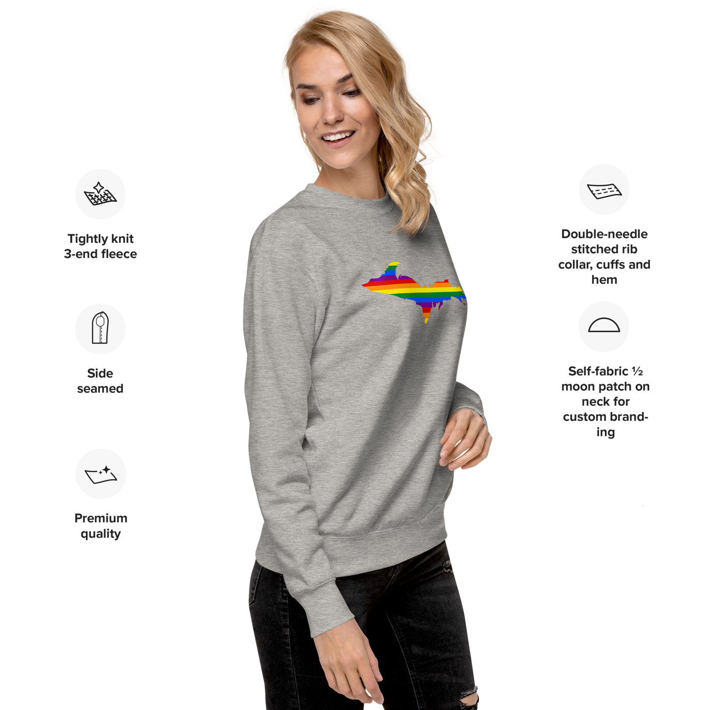 Michigan Upper Peninsula Sweatshirt (w/ UP Pride Flag Outline) | Unisex Premium