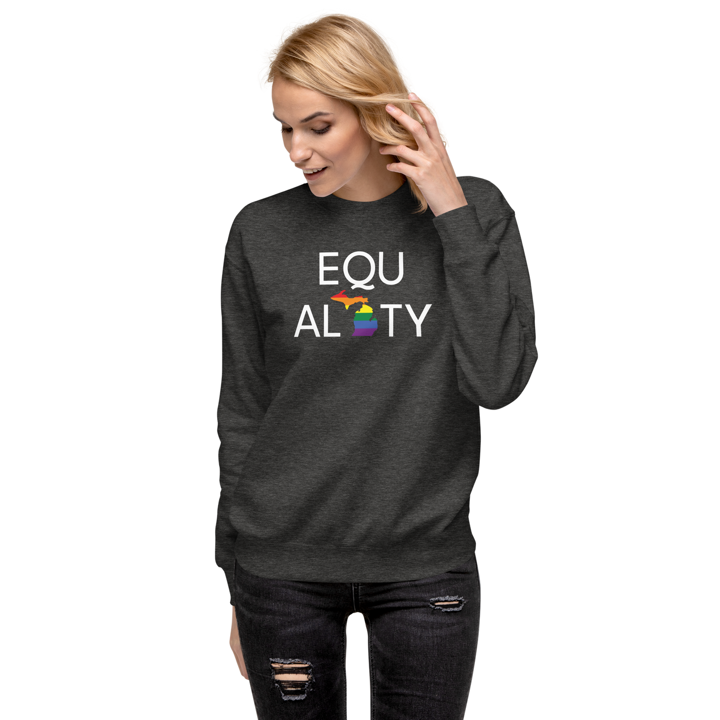 Michigan 'Equality' Premium Sweatshirt (LGBTQ Pride Colors)