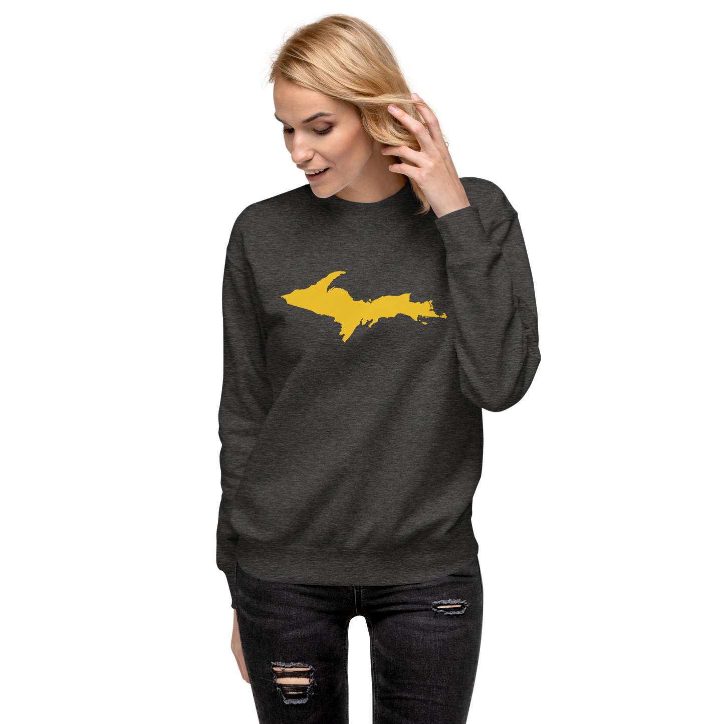 Michigan Upper Peninsula Sweatshirt (w/ Gold UP Outline) | Unisex Premium