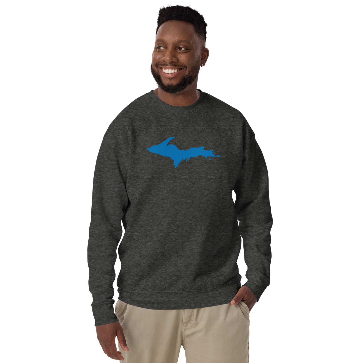 Michigan Upper Peninsula Sweatshirt (w/ Azure UP Outline) | Unisex Premium