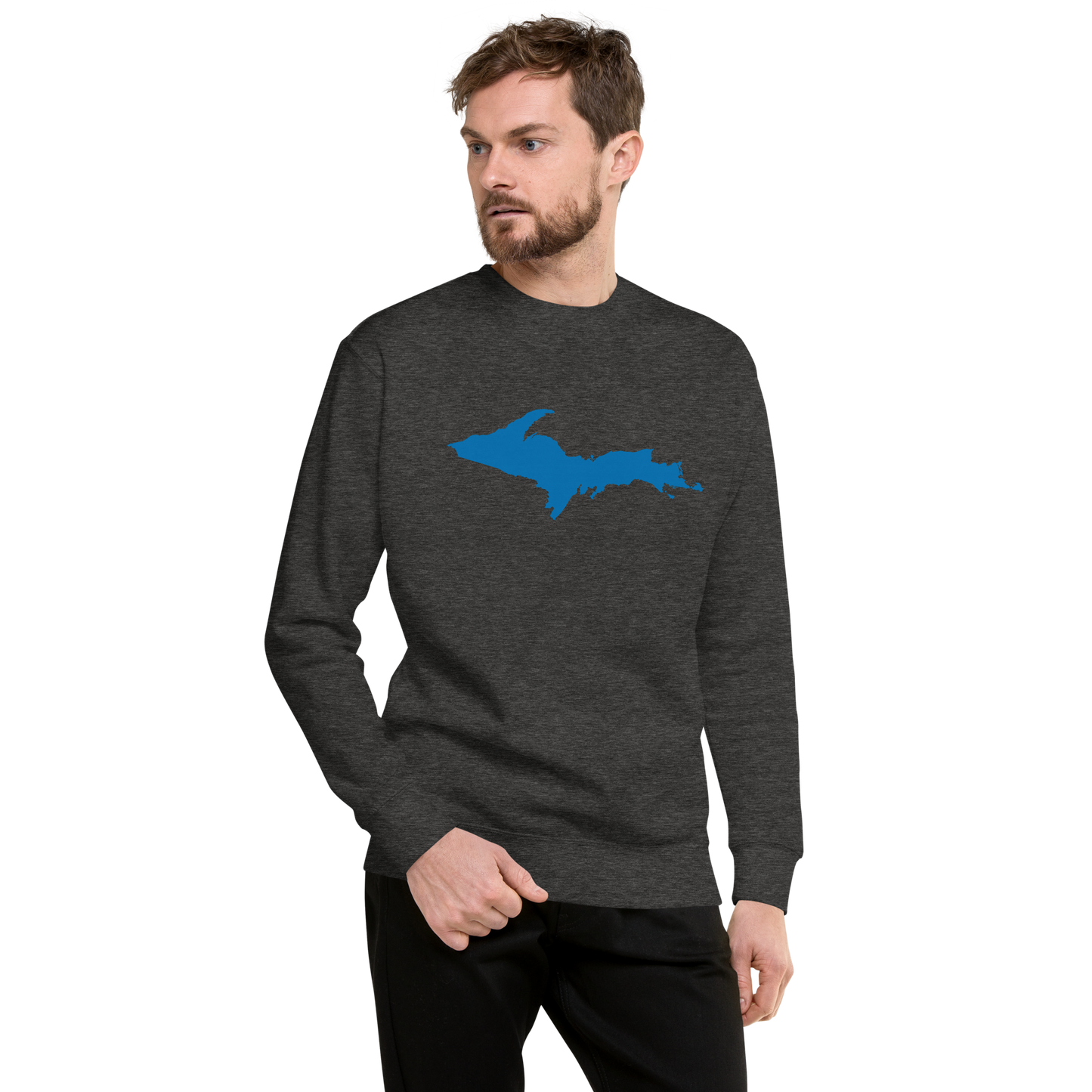 Michigan Upper Peninsula Sweatshirt (w/ Azure UP Outline) | Unisex Premium