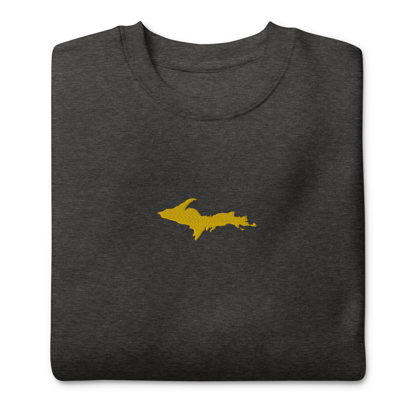 Michigan Upper Peninsula Sweatshirt (w/ Embroidered Gold UP Outline) | Unisex Premium