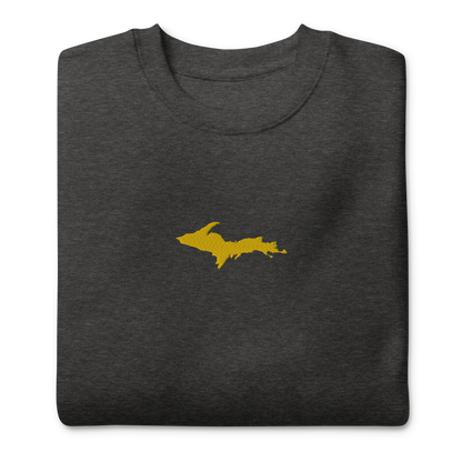 Michigan Upper Peninsula Sweatshirt (w/ Embroidered Gold UP Outline) | Unisex Premium