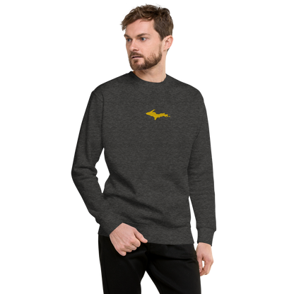 Michigan Upper Peninsula Sweatshirt (w/ Embroidered Gold UP Outline) | Unisex Premium