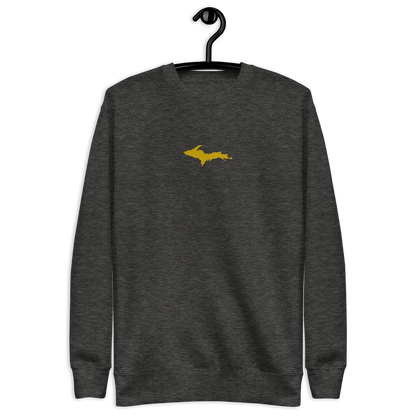 Michigan Upper Peninsula Sweatshirt (w/ Embroidered Gold UP Outline) | Unisex Premium