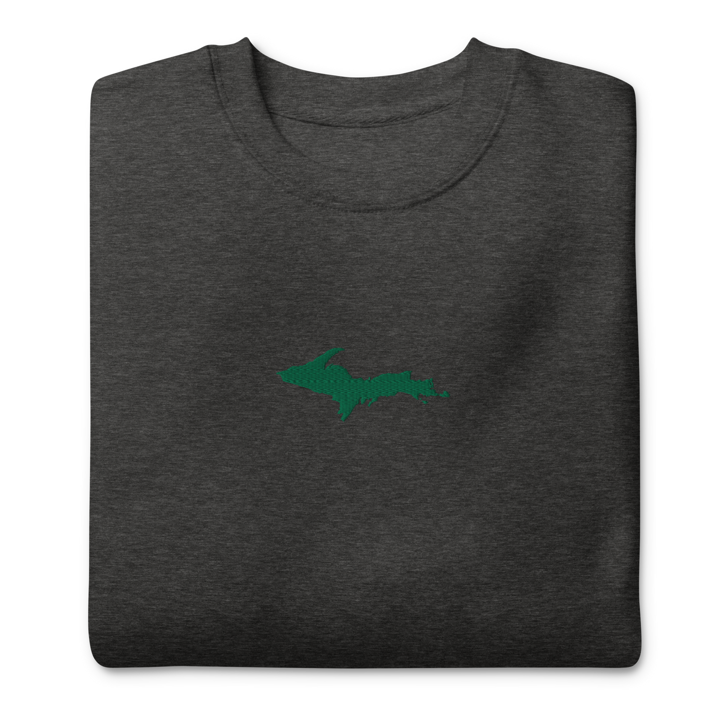 Michigan Upper Peninsula Sweatshirt (w/ Embroidered Green UP Outline) | Unisex Premium