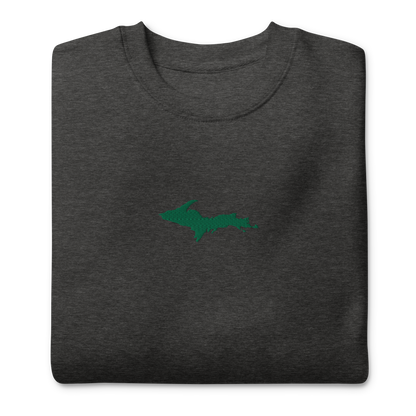 Michigan Upper Peninsula Sweatshirt (w/ Embroidered Green UP Outline) | Unisex Premium