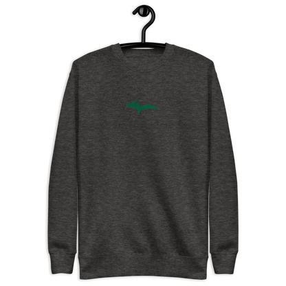 Michigan Upper Peninsula Sweatshirt (w/ Embroidered Green UP Outline) | Unisex Premium