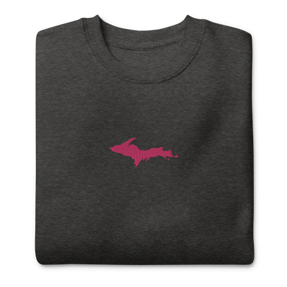 Michigan Upper Peninsula Sweatshirt (w/ Embroidered Pink UP Outline) | Unisex Premium