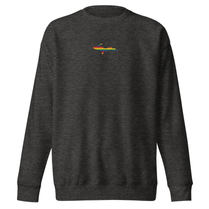 Michigan Upper Peninsula Sweatshirt (w/ Embroidered UP Pride Flag Outline) | Unisex Premium