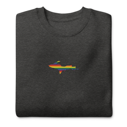 Michigan Upper Peninsula Sweatshirt (w/ Embroidered UP Pride Flag Outline) | Unisex Premium