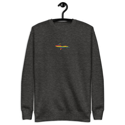 Michigan Upper Peninsula Sweatshirt (w/ Embroidered UP Pride Flag Outline) | Unisex Premium