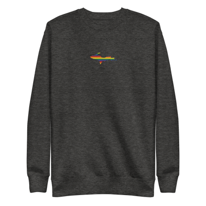 Michigan Upper Peninsula Sweatshirt (w/ Embroidered UP Pride Flag Outline) | Unisex Premium