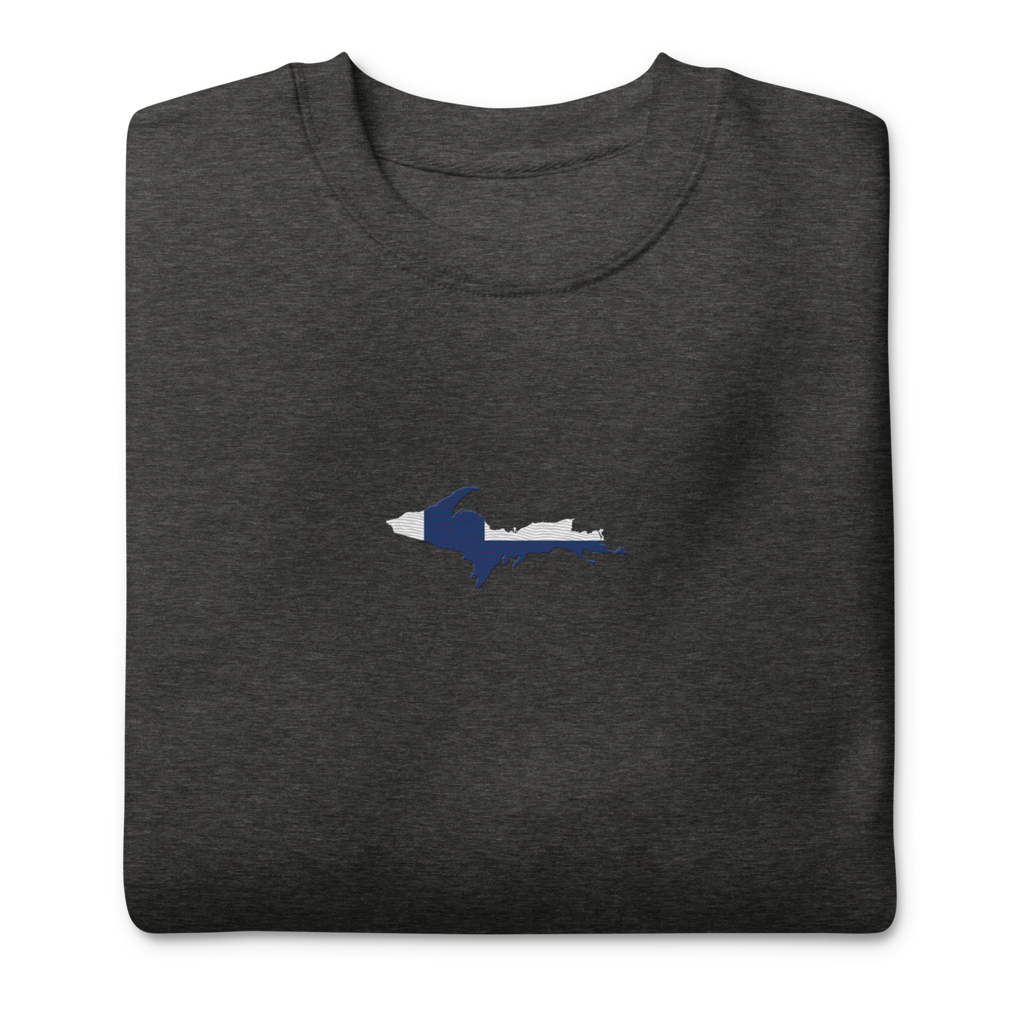 Michigan Upper Peninsula Sweatshirt (Embroidered w/ UP Finland Flag Outline) | Unisex Premium