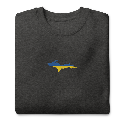 Michigan Upper Peninsula Sweatshirt (Embroidered w/ UP Ukraine Flag Outline) | Unisex Premium