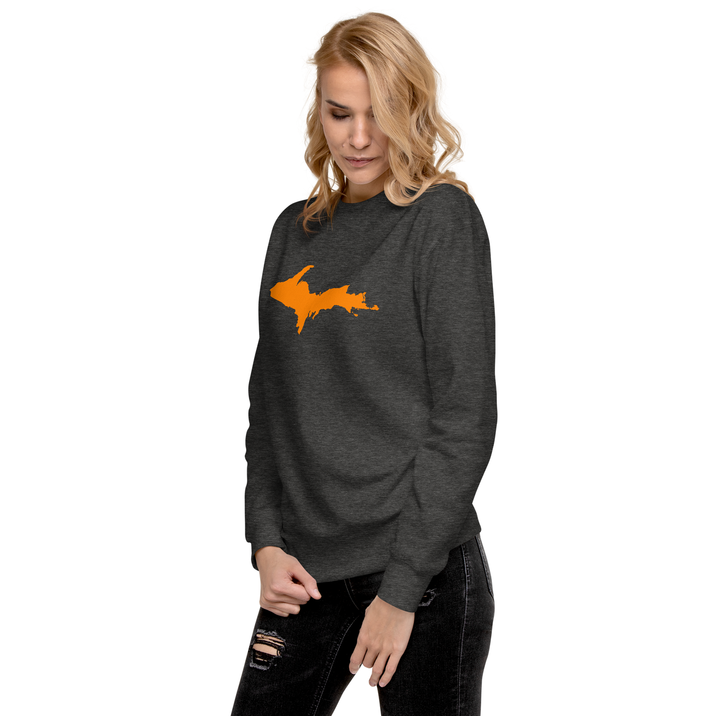 Michigan Upper Peninsula Sweatshirt (w/ Orange UP Outline) | Unisex Premium